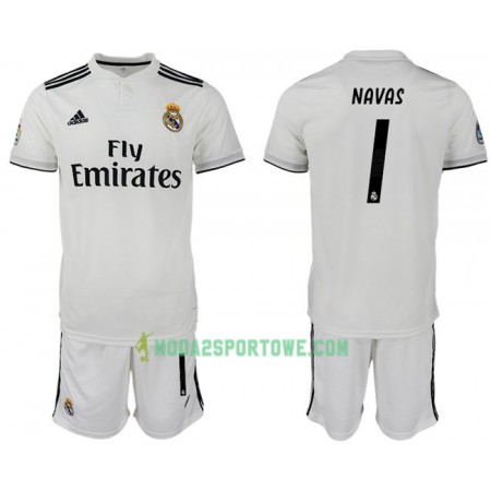 Koszulka Real Madryt NAVAS 1 Dziecięcy Domowe Stroje Piłkarskie 2018/19 Krótki Rękaw